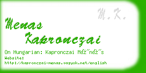 menas kapronczai business card